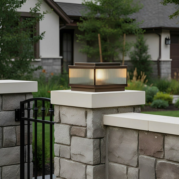 Square Solar Fence Post Light - Modern Outdoor LED Lighting, Wireless Garden Lamp