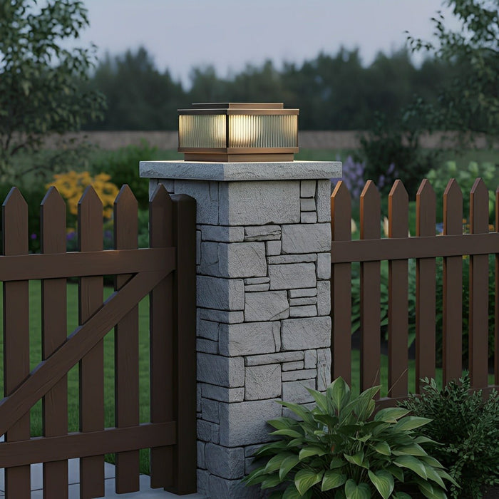 Square Solar Fence Post Light - Modern Outdoor LED Lighting, Wireless Garden Lamp