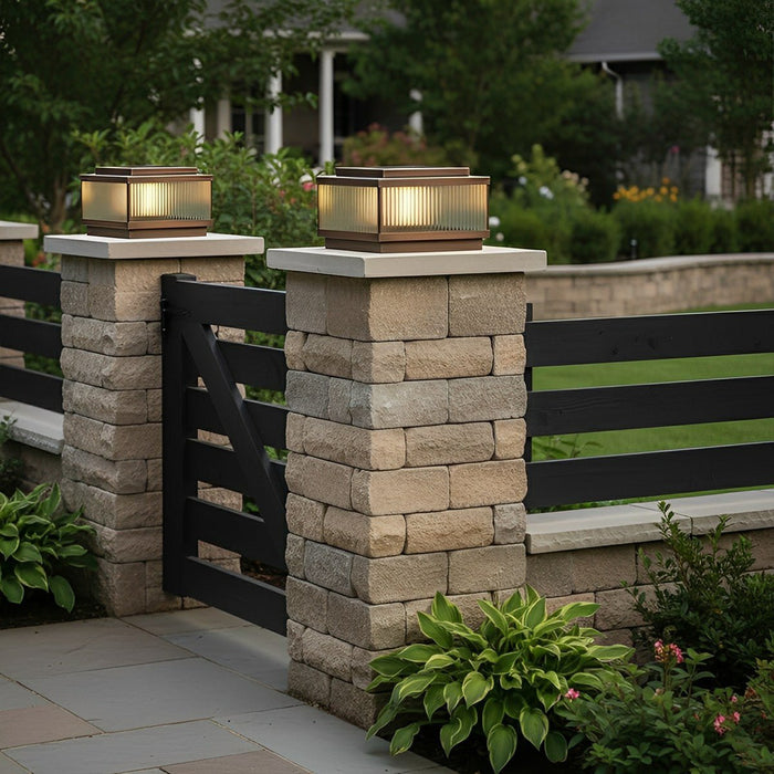 Square Solar Fence Post Light - Modern Outdoor LED Lighting, Wireless Garden Lamp