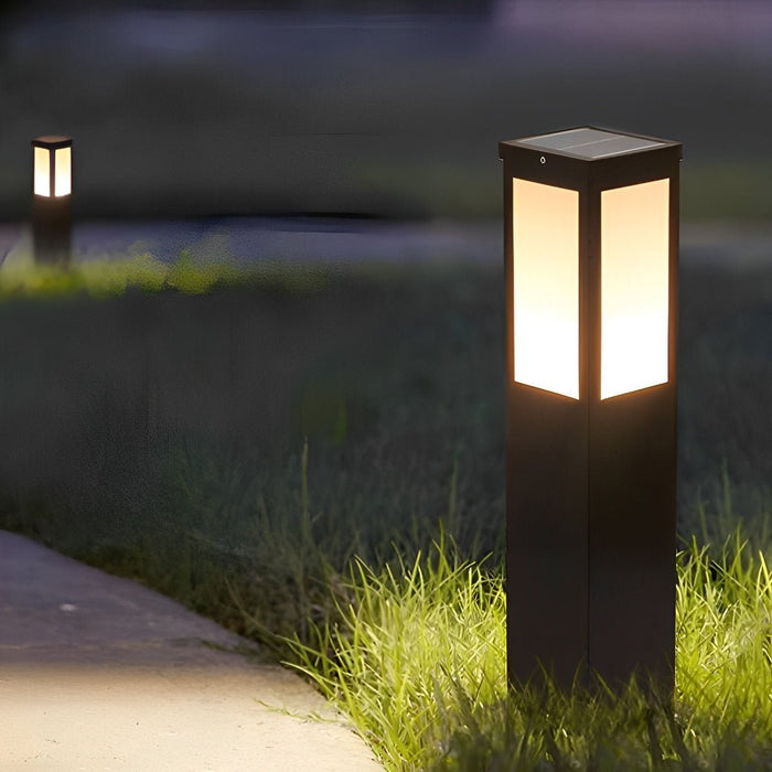 Solar LED Path Light, Square Waterproof Post Lamp, Dusk to Dawn Outdoor Walkway/Garden/Yard Lighting