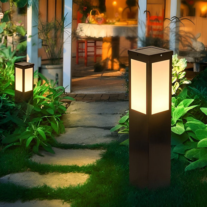 Solar LED Path Light, Square Waterproof Post Lamp, Dusk to Dawn Outdoor Walkway/Garden/Yard Lighting