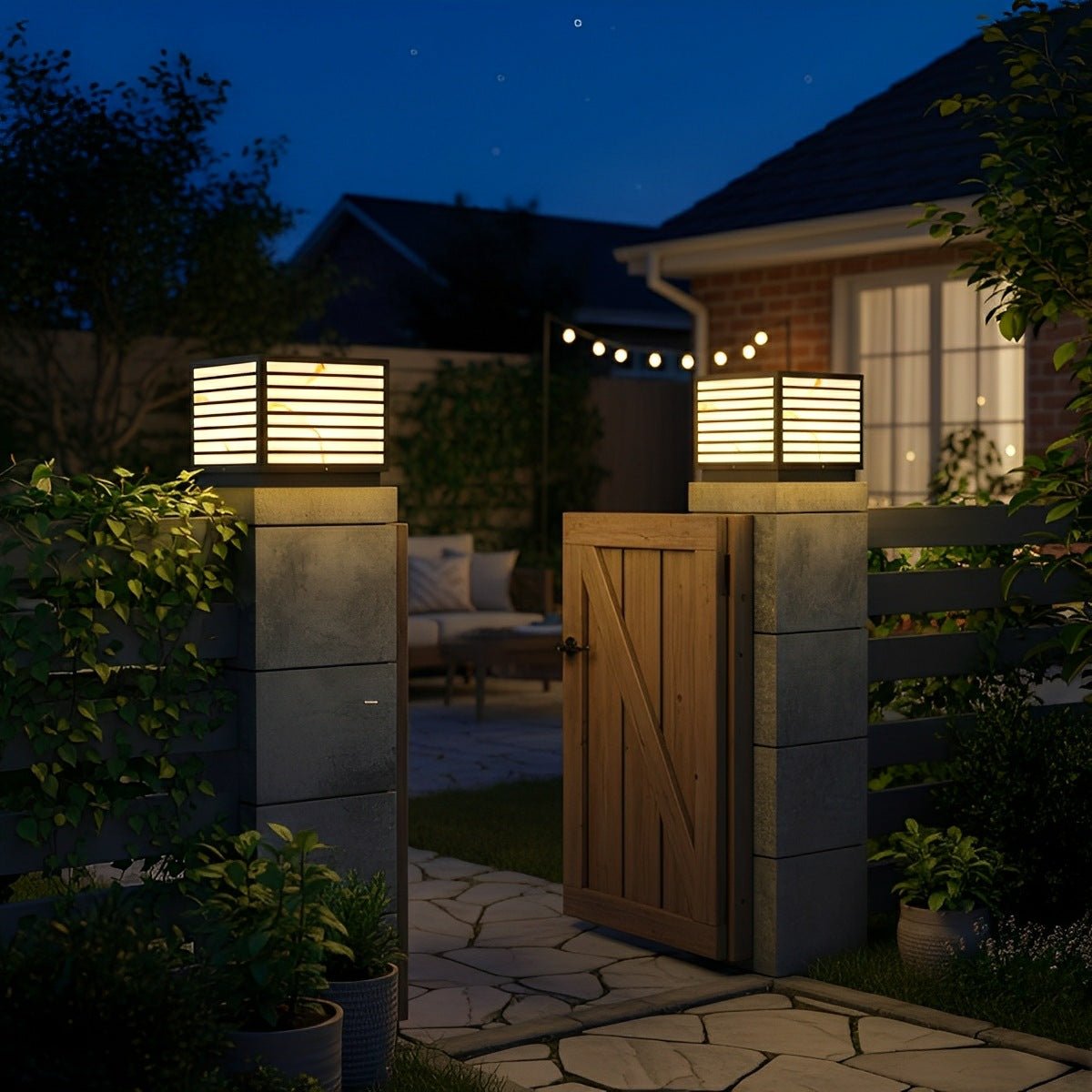Solar LED Post Cap Light, Dusk to Dawn Pillar, IP65 Waterproof, Square Modern Outdoor Deck/Fence Lighting