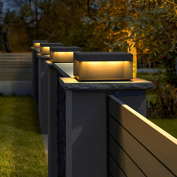 Solar/Hardwired LED Post Light, IP65 Waterproof, Modern Stainless Steel for Gate/Fence/Yard