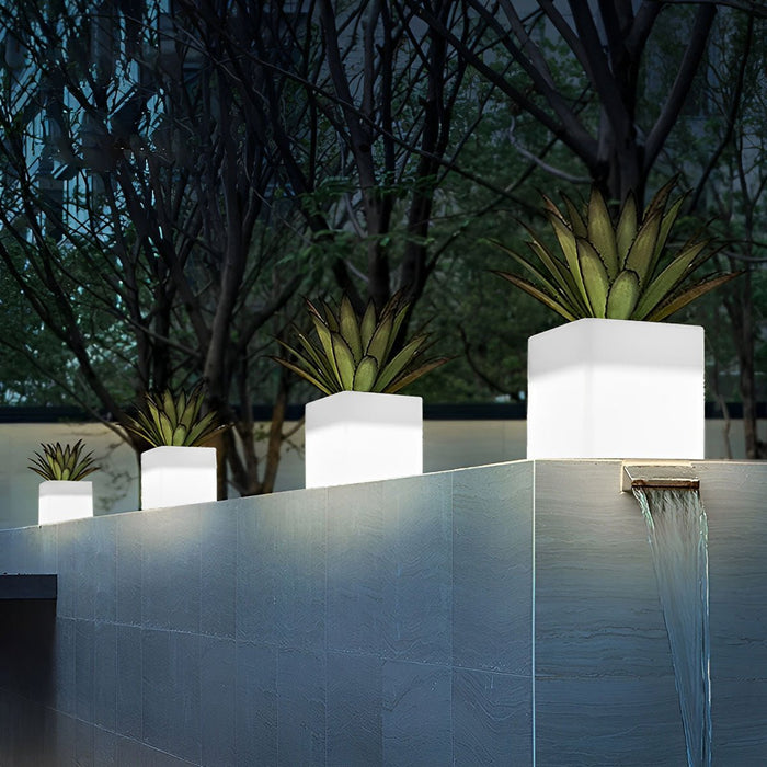 Solar Powered LED Flower Pot Light, Square Waterproof, Outdoor/Indoor Garden, Patio/Deck Accent