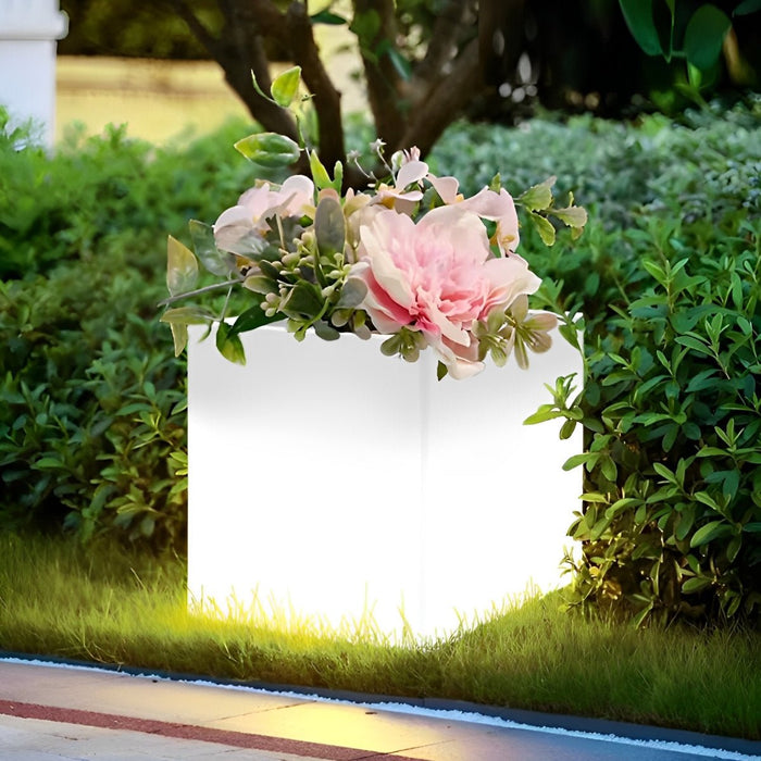 Solar Powered LED Flower Pot Light, Square Waterproof, Outdoor/Indoor Garden, Patio/Deck Accent