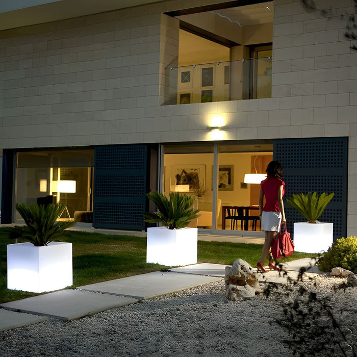 Solar Powered LED Flower Pot Light, Square Waterproof, Outdoor/Indoor Garden, Patio/Deck Accent