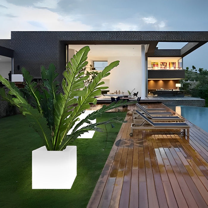 Solar Powered LED Flower Pot Light, Square Waterproof, Outdoor/Indoor Garden, Patio/Deck Accent