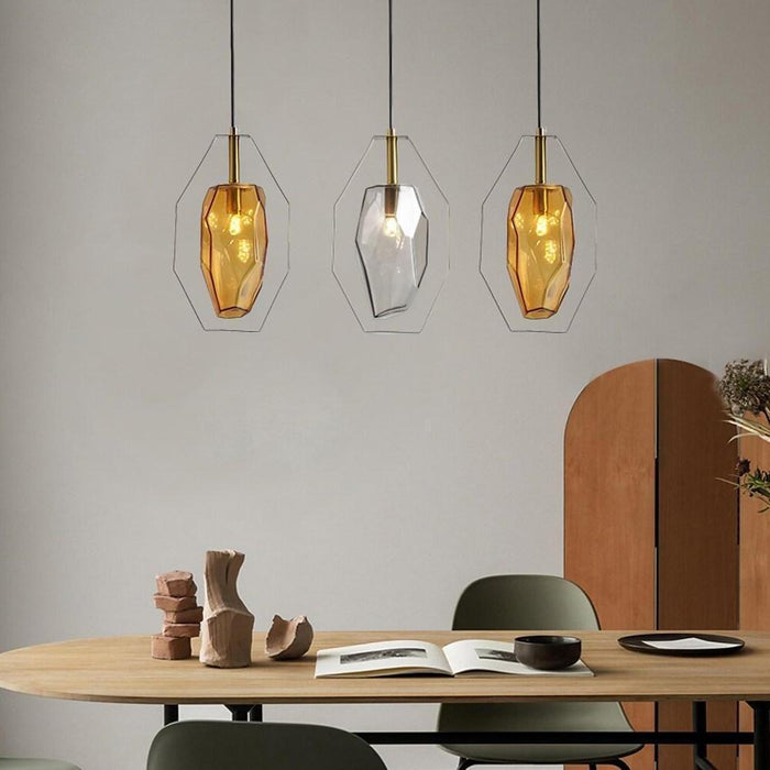 Electroplated Metal Glass LED Nordic Pendant Lighting Kitchen Island Lighting