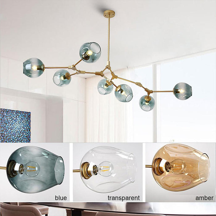 Globe Sputnik Chandelier Industrial Glass Blue Chandelier
