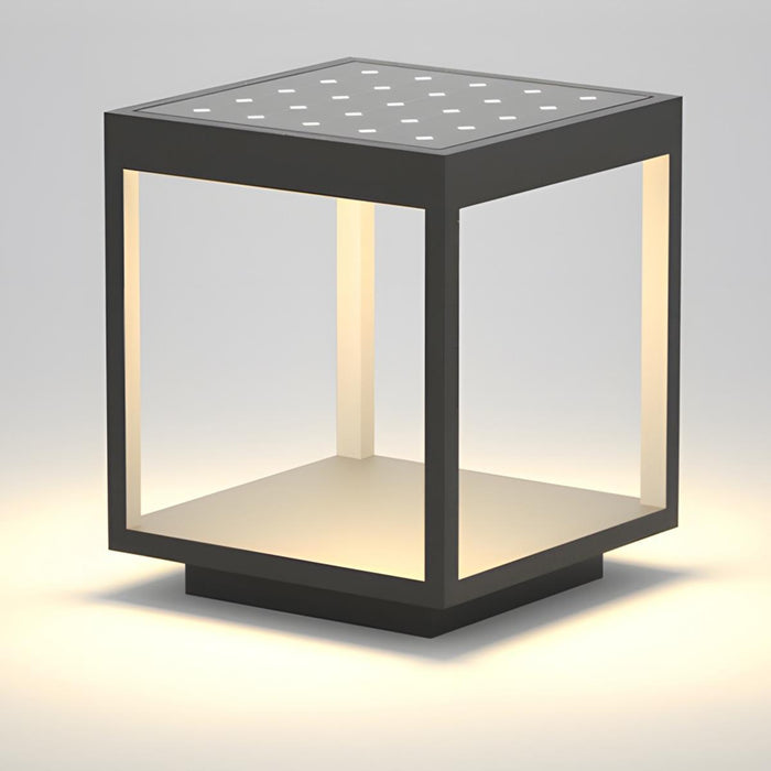 Solar Dusk to Dawn LED Post Light, Stainless Steel Waterproof, Square Hollow for Patio/Yard/Fence