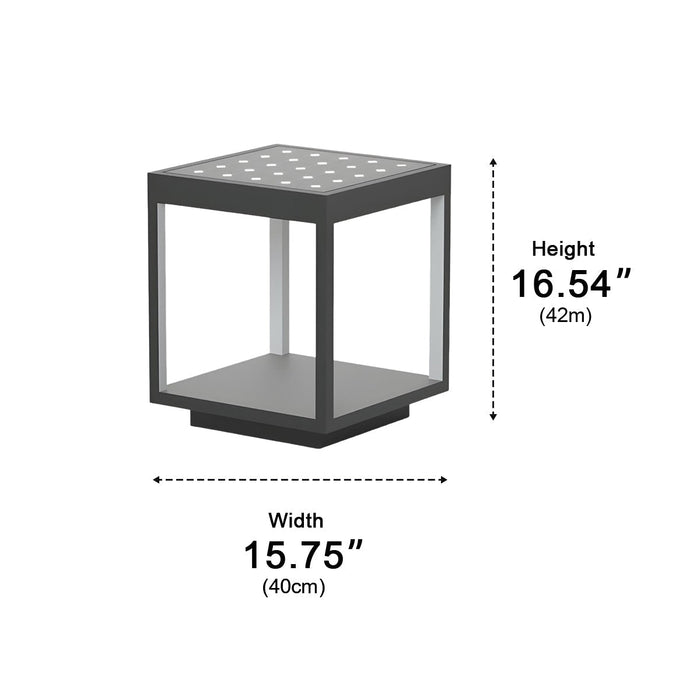 Solar Dusk to Dawn LED Post Light, Stainless Steel Waterproof, Square Hollow for Patio/Yard/Fence