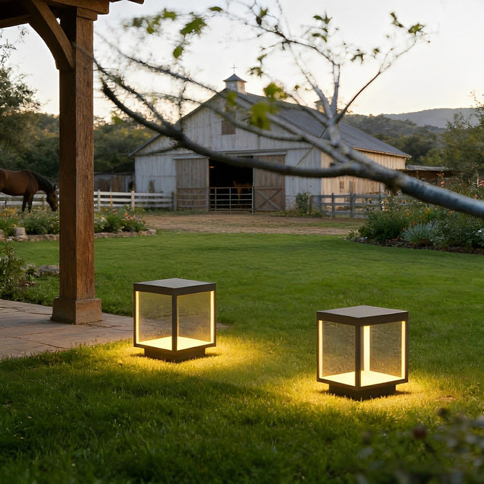 Solar Dusk to Dawn LED Post Light, Stainless Steel Waterproof, Square Hollow for Patio/Yard/Fence