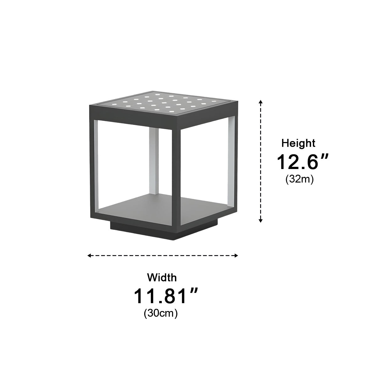 Solar Dusk to Dawn LED Post Light, Stainless Steel Waterproof, Square Hollow for Patio/Yard/Fence
