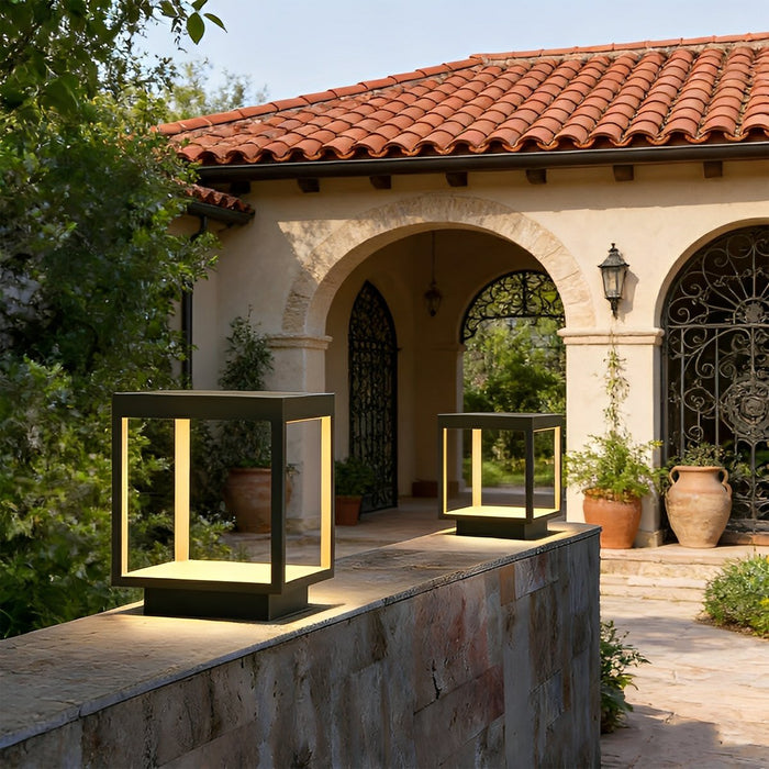 Solar Dusk to Dawn LED Post Light, Stainless Steel Waterproof, Square Hollow for Patio/Yard/Fence