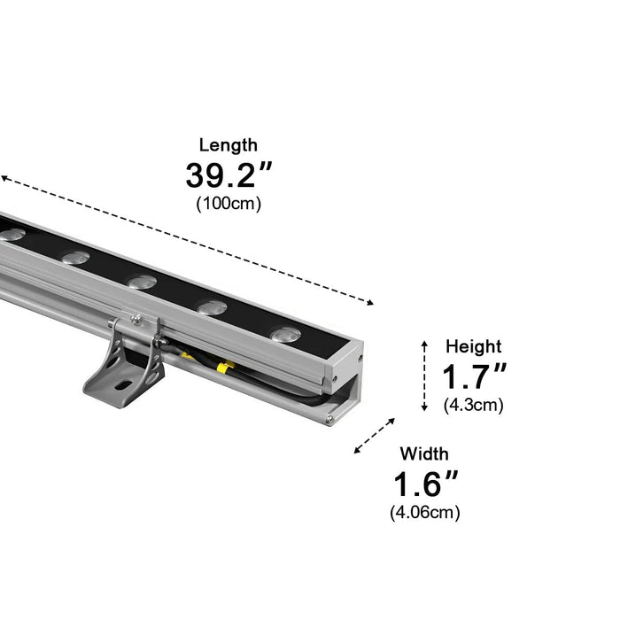 Architectural LED Wall Washer, IP65 Waterproof Outdoor Strip Light for Facade/Landscape, Hardwired Linear Uplight