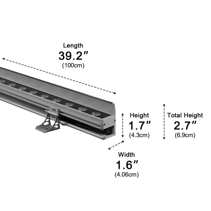 Architectural LED Wall Washer, IP65 Waterproof Outdoor Strip Light for Facade/Landscape, Hardwired Linear Uplight