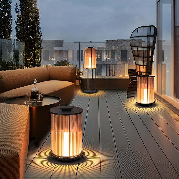 Solar-Powered Cylindrical Lantern, Waterproof Portable Light for Patio/Garden/Pathway