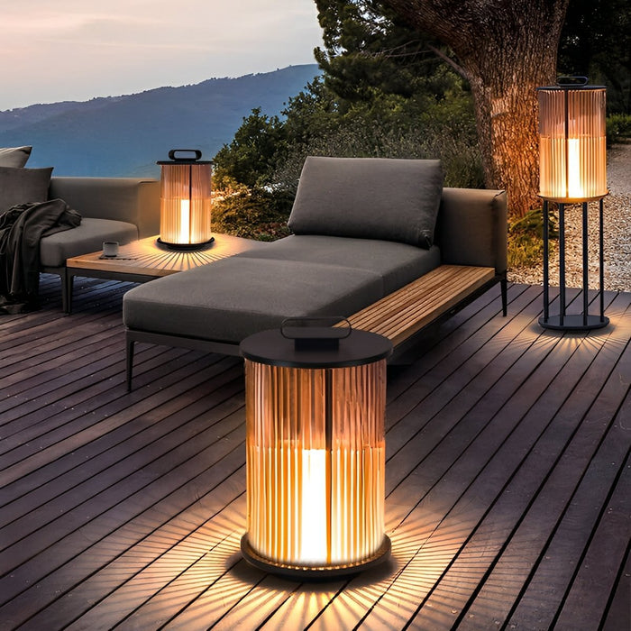 Solar-Powered Cylindrical Lantern, Waterproof Portable Light for Patio/Garden/Pathway