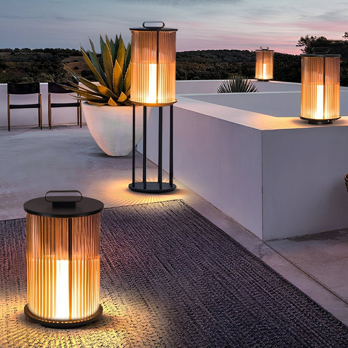 Solar-Powered Cylindrical Lantern, Waterproof Portable Light for Patio/Garden/Pathway
