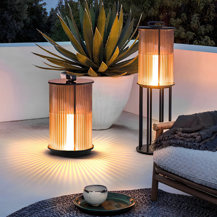 Solar-Powered Cylindrical Lantern, Waterproof Portable Light for Patio/Garden/Pathway
