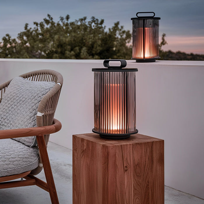 Solar-Powered Cylindrical Lantern, Waterproof Portable Light for Patio/Garden/Pathway