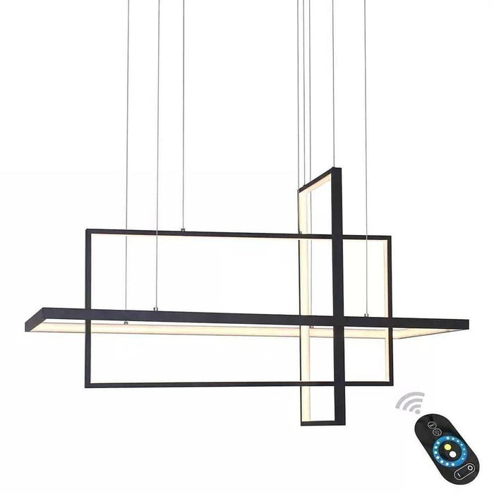 33'' Three-Part Futuristic Square Rectangular Hybrid Aluminum Chandelier with Capable Ambient Lights