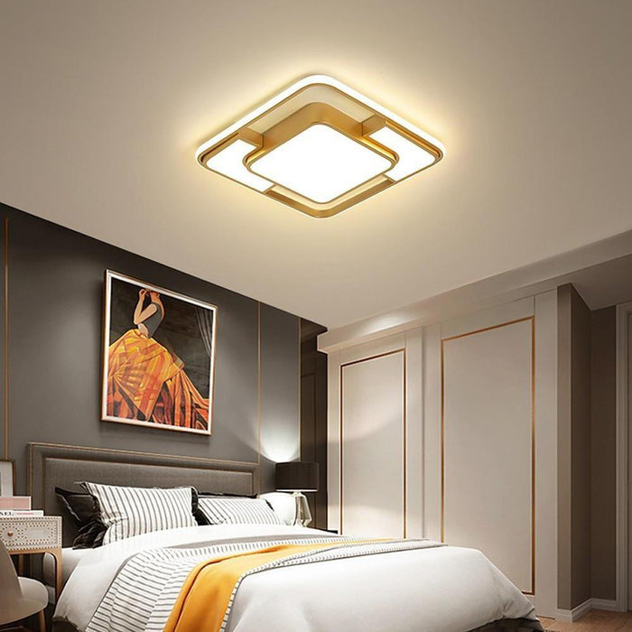 Overlapping Squares Metal Flush Mounted Lights Geometrical LED Ceiling Light