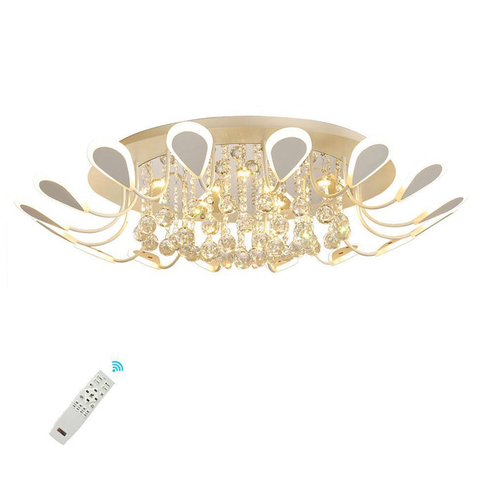 Flower Shaped Dimmable LED Crystal Modern Flush Mount Lighting Ceiling Light