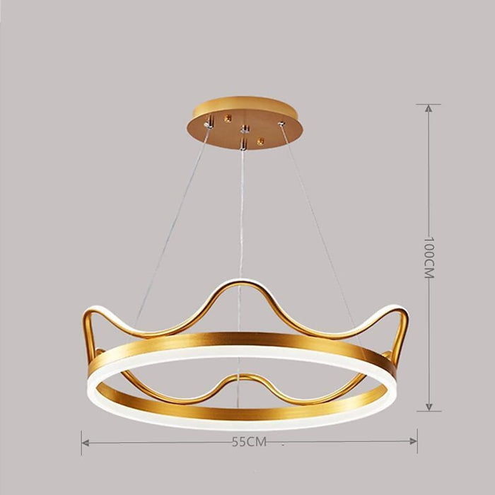 Dimmable Crown Chandelier Pendant  LED Aluminum Acrylic Living Room Ceiling Lights