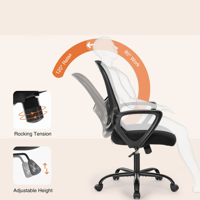 Tall Ergonomic Office Chair - Adjustable Foot Ring / Swivel Seat, Standing Desk Height