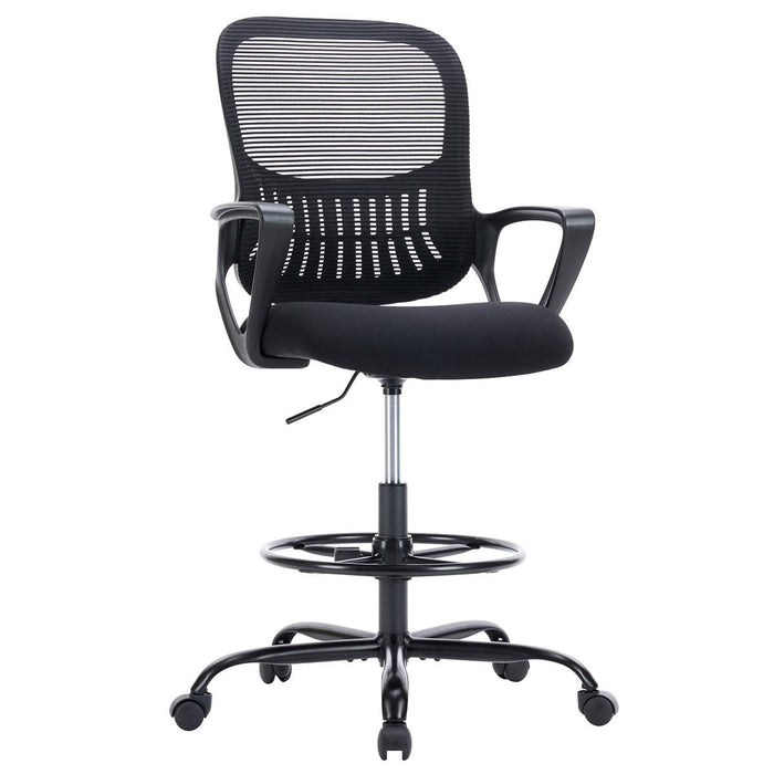 Tall Ergonomic Office Chair - Adjustable Foot Ring / Swivel Seat, Standing Desk Height