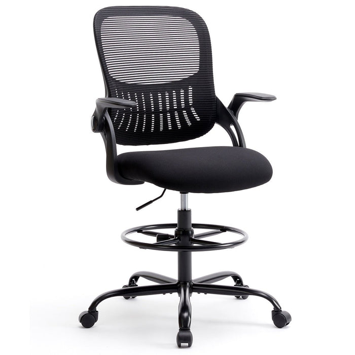 Tall Ergonomic Office Chair - Adjustable Foot Ring / Swivel Seat, Standing Desk Height