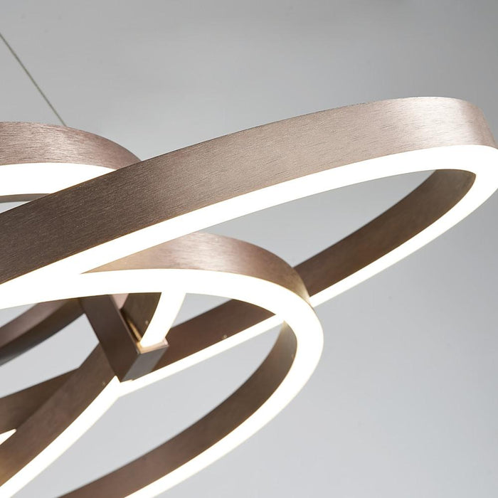 Interwoven Abstract Design 3 Light Chandelier Gold Finished Metal Ceiling Light