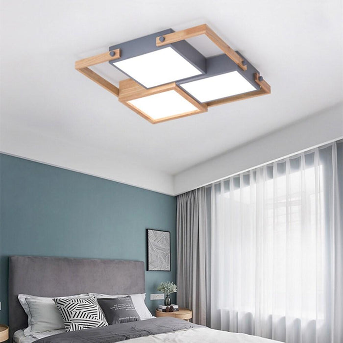 Multi Square Dimmable LED Rustic Ceiling Light Flush Mount Lighting