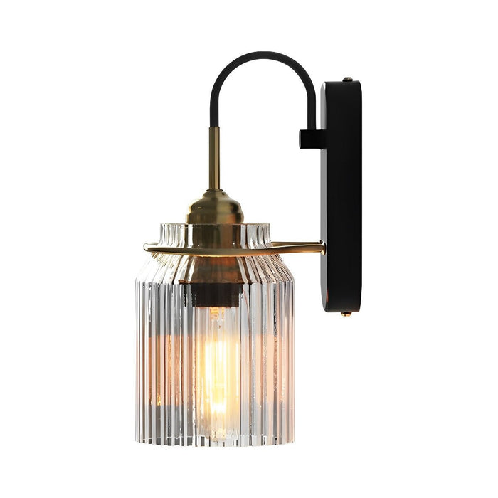 Mid-Century Modern Striped Glass Dome Wall Sconce, LED Accent Light for Bedroom/Hallway/Living Room