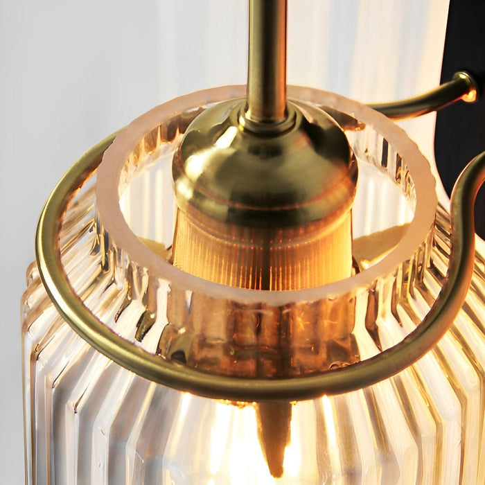 Mid-Century Modern Striped Glass Dome Wall Sconce, LED Accent Light for Bedroom/Hallway/Living Room