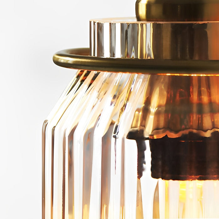 Mid-Century Modern Striped Glass Dome Wall Sconce, LED Accent Light for Bedroom/Hallway/Living Room