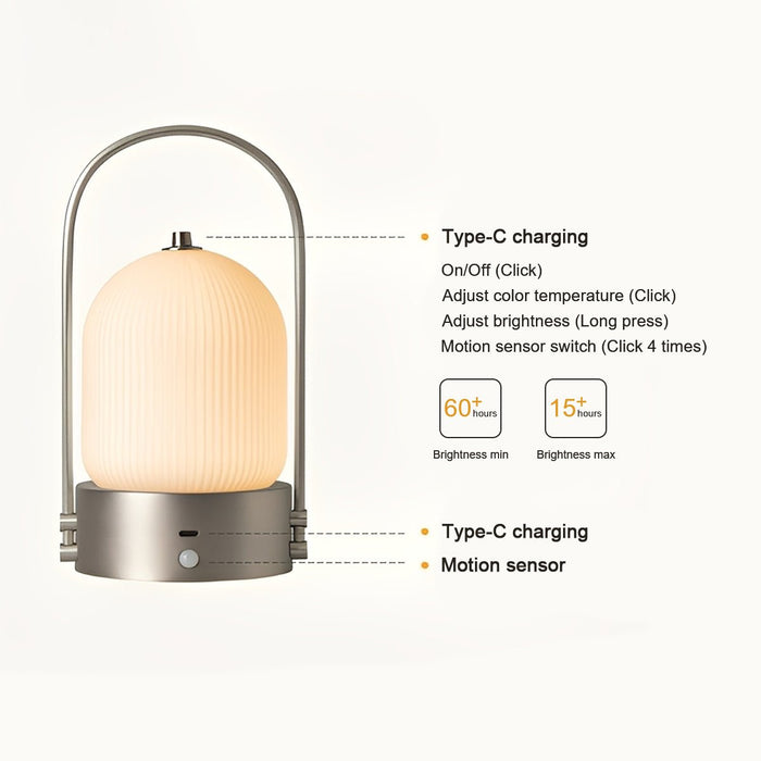 Rechargeable Table Lamp, Touch Dimmable LED, Cordless Night Light for Bedroom/Living Room/Bar