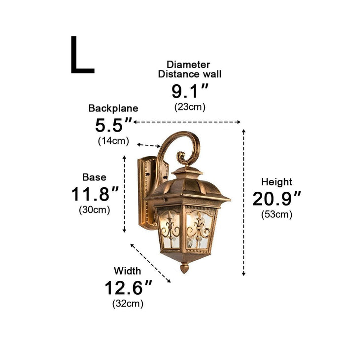Vintage European Outdoor Wall Sconce, Waterproof Security, Porch/Patio/Entryway Lighting