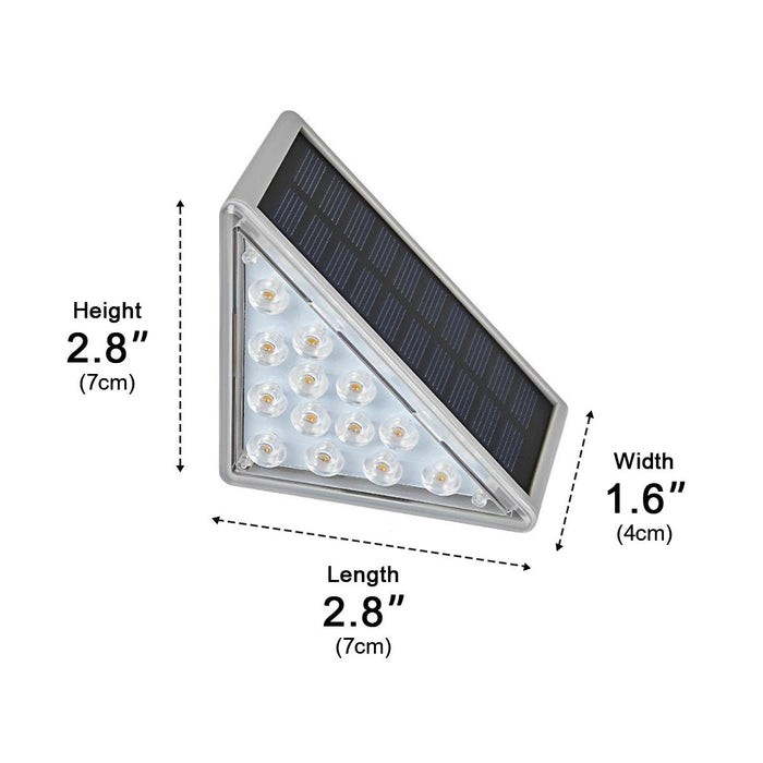 Solar-Powered Triangular LED Step Lights, Waterproof Outdoor Accent Lighting for Decks/Stairs/Patios