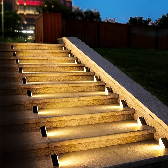 Solar-Powered Triangular LED Step Lights, Waterproof Outdoor Accent Lighting for Decks/Stairs/Patios