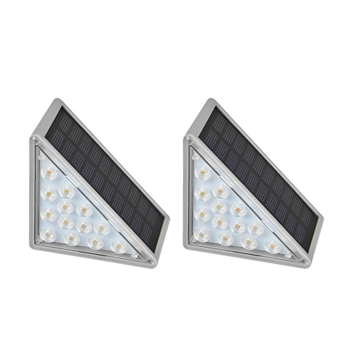 Solar-Powered Triangular LED Step Lights, Waterproof Outdoor Accent Lighting for Decks/Stairs/Patios