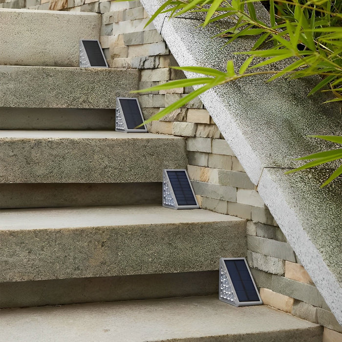 Solar-Powered Triangular LED Step Lights, Waterproof Outdoor Accent Lighting for Decks/Stairs/Patios