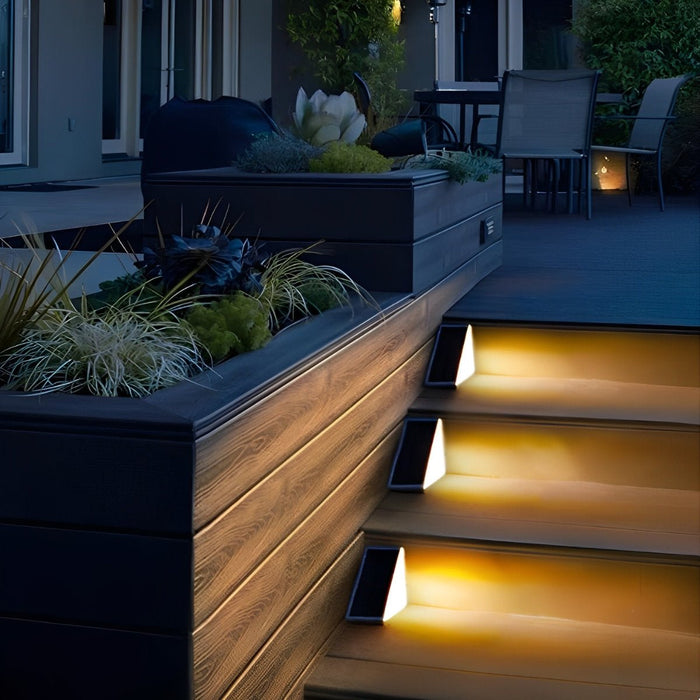Solar-Powered Triangular LED Step Lights, Waterproof Outdoor Accent Lighting for Decks/Stairs/Patios