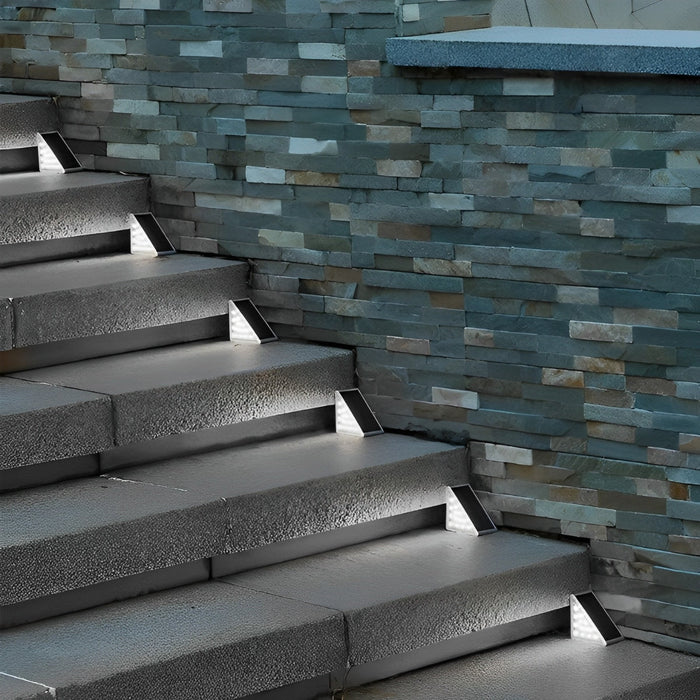Solar-Powered Triangular LED Step Lights, Waterproof Outdoor Accent Lighting for Decks/Stairs/Patios