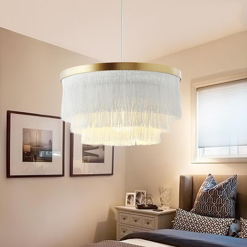 Drum Pendant Light, Tassel Shade Hanging Ceiling Light