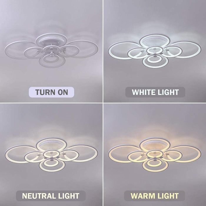 White/Black Acrylic Overlapping Rings LED Semi Flush Mount Ceiling Light