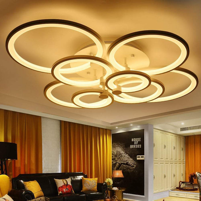 White/Black Acrylic Overlapping Rings LED Semi Flush Mount Ceiling Light