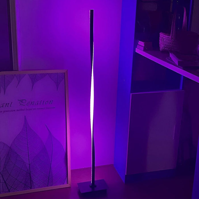 49 Inches Iron Simple Strip Stepless Dimming Helix Floor Lamp with Remote Control RGB LED Standing Lamp