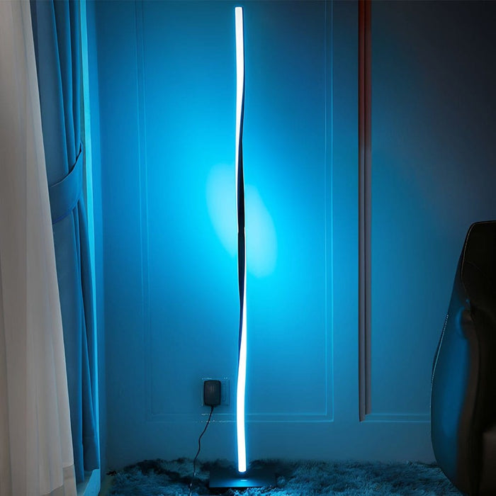 49 Inches Iron Simple Strip Stepless Dimming Helix Floor Lamp with Remote Control RGB LED Standing Lamp